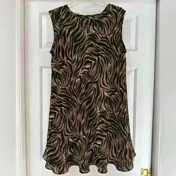Nicole Studio New York Vintage Animal Print‎ Sheath Lined Layered Dress Sz 14 - Picture 1 of 9